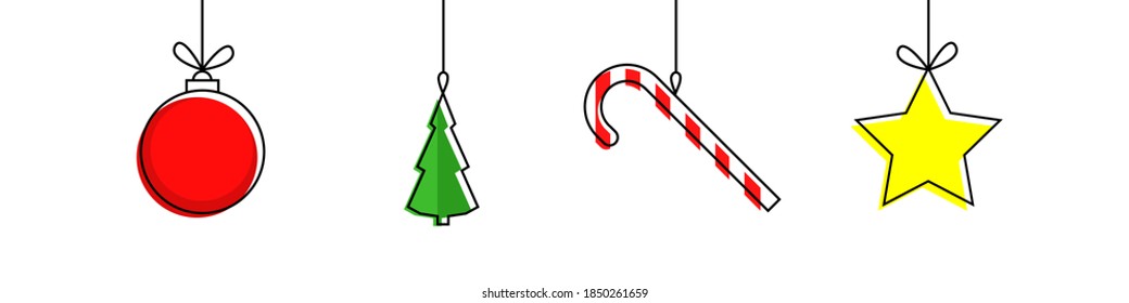 Christmas tree decorations, vector illustration