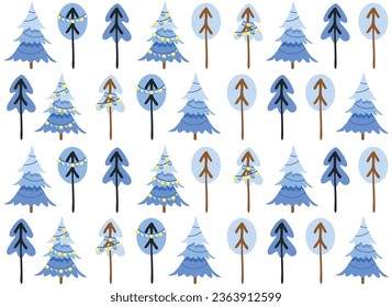 Árbol de Navidad con decoraciones. Ilustración vectorial.