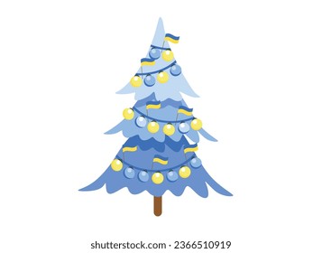 Christmas tree with decorations. Vector illustration.