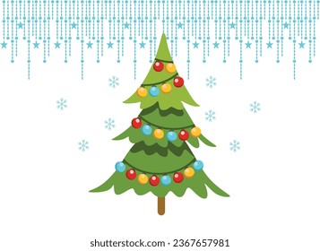 Weihnachtsbaum mit Dekoration. Vektorgrafik.