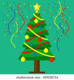Christmas tree with decorations vector illustration