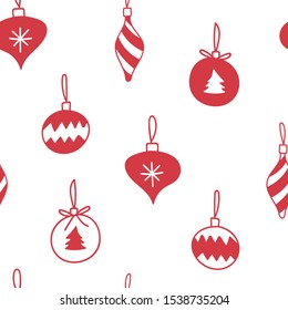 Christmas tree decorations,ornaments,baubles seamless pattern for wrapping paper, wallpaper.