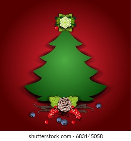 Christmas Tree with Decorations-Transparency Blending effects and Gradient Mesh-EPS 10
