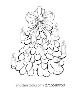 Christmas Tree Design With Candles and Bow Festive Creative and Playful Perfect for Coloring Activity During the Holiday Season at Home or School