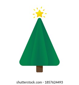 Christmas tree design decorated with colorful ball and star on top.