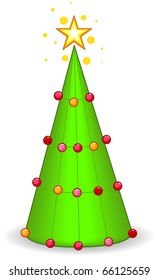 Christmas Tree Design Featuring a Giant Cone Adorned with Christmas Balls
