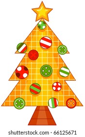 Christmas Tree Design Featuring a Piece of Fabric Shaped Like a Christmas Tree and Adorned with Buttons