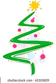 Diseño de árbol de Navidad con patrones de pintura aleatoria y pinceles