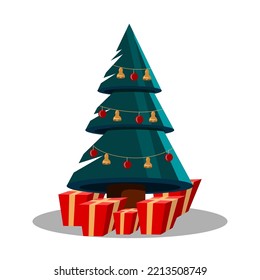 Christmas tree with design gifts