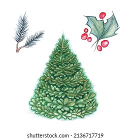 Christmas tree design, happy new year decorative  work