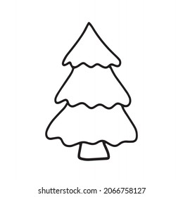 Christmas tree. Christmas tree design icon element for decoration. Drawn Christmas decorations in doodle style. Scandinavian style trees. Vector illustration.
