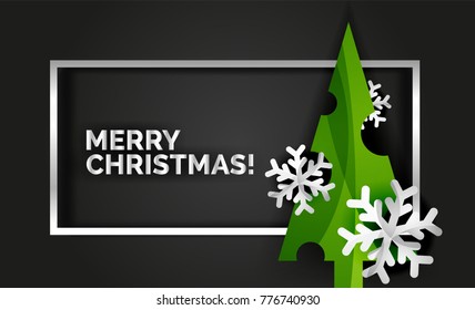 Christmas tree design New Year greeting card, vector illustration