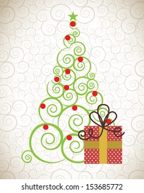 christmas tree design over pattern  background vector illustration  