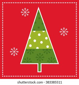 christmas tree design with red background perfect for your christmas greeting card
