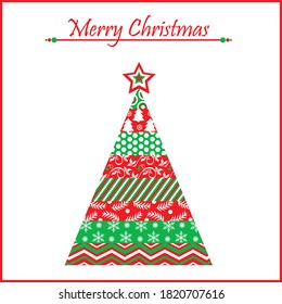 Christmas tree design with red and green patterns 
