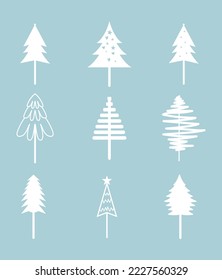 christmas tree design set of decorating with gifts and stars on christmas eve.