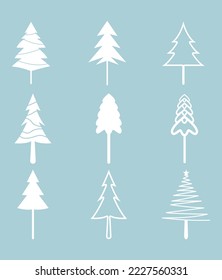 christmas tree design set of decorating with gifts and stars on christmas eve.