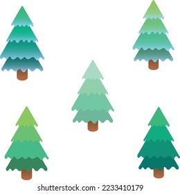 Сollection of Christmas tree design set. Vector drawn illustrations. Usable for banners, greeting cards, gifts and decoration