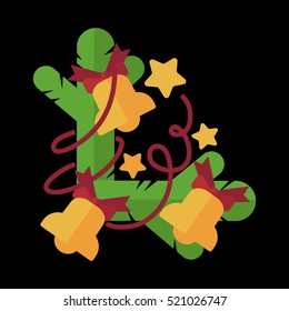Christmas tree design template card. Flat style. Vector background