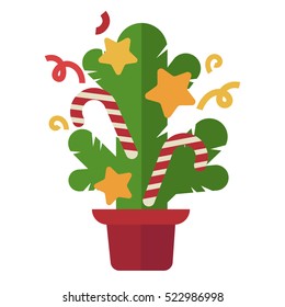Christmas tree design template card. Flat style. Vector background