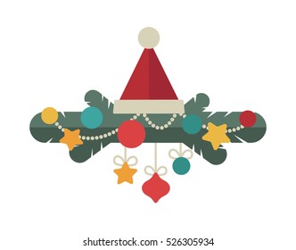 Christmas tree design template card. Flat style. Vector background