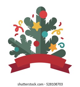 Christmas tree design template card. Flat style. Vector background