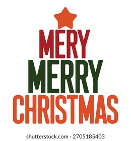 Un diseño de árbol de Navidad utilizando las palabras Navidades alegres dispuestas en forma de árbol con una estrella en la parte superior festivo y creativo para decoraciones o saludos de tarjetas de vacaciones