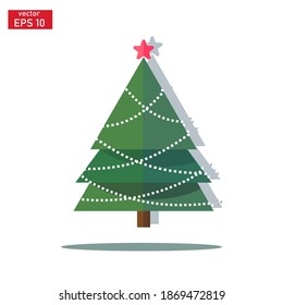 
christmas tree design vector, christmas tree illustration in flat style. Can be used for greeting cards, covers, flyers, posters, business cards and the web.