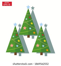 
christmas tree design vector, christmas tree illustration in flat style. Can be used for greeting cards, covers, flyers, posters, business cards and the web.