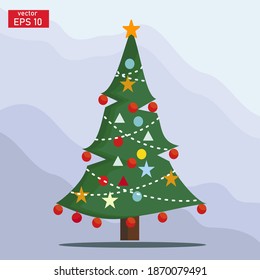 
christmas tree design vector, christmas tree illustration with flat power. Can be used for greeting cards, covers, flyers, posters, business cards and the web.