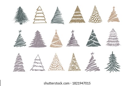 Christmas Tree Design, Vector Set.