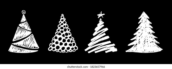 Christmas tree design, vector set.