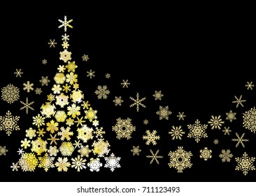 Christmas tree designed with snow crystal