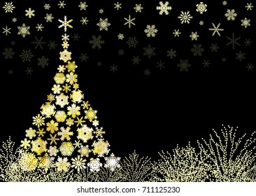 Christmas tree designed with snow crystal