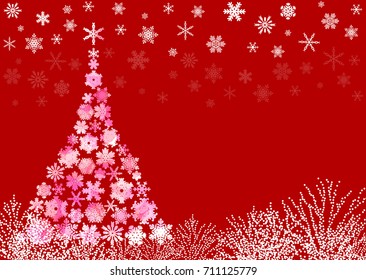 Christmas tree designed with snow crystal
