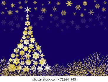 Christmas tree designed with snow crystal