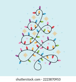 christmas tree designs. Christmas tree lights as a symbol of Happy New Year, Merry Christmas holiday celebration.