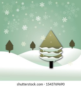 Christmas tree desing for card  and happy new year