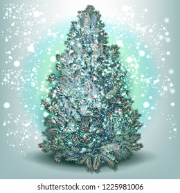 Christmas tree. Detailed realistic vector illustration