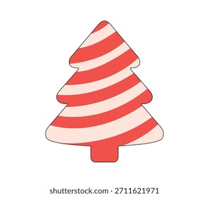 Árbol de navidad con diseño de raya diagonal en rojo y blanco, estilo caña de caramelo