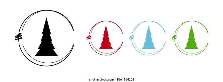 Christmas tree in different colors, icon on a white background.