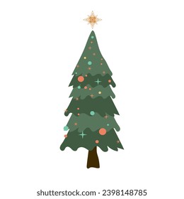 A Christmas tree in different styles. Green Christmas Trees vector, illustration