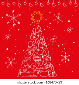 Christmas tree of dishes