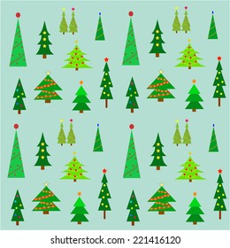 Christmas tree display on a green background.  Eps10 vector format. 