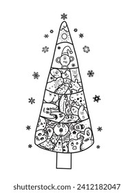 christmas tree doodle abstract