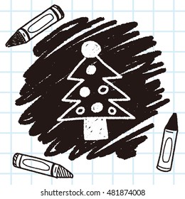 Christmas tree doodle drawing