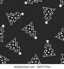 Christmas tree doodle drawing seamless pattern background