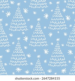 Weihnachtsbaum doodle handgezeichnete Vektorgrafik nahtloses Feiertagsmuster.