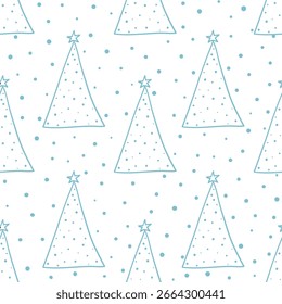 Árbol de Navidad doodle dibujado a mano Ilustración vectorial patrón de vacaciones sin fisuras.