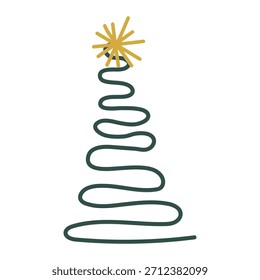Christmas tree doodle. Hand drawn sketch. Vector illustration, flat design